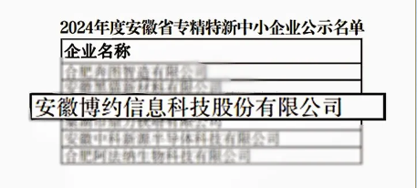 喜报 | 博约科技荣获2024年度安徽省“专精特新”中小企业认定